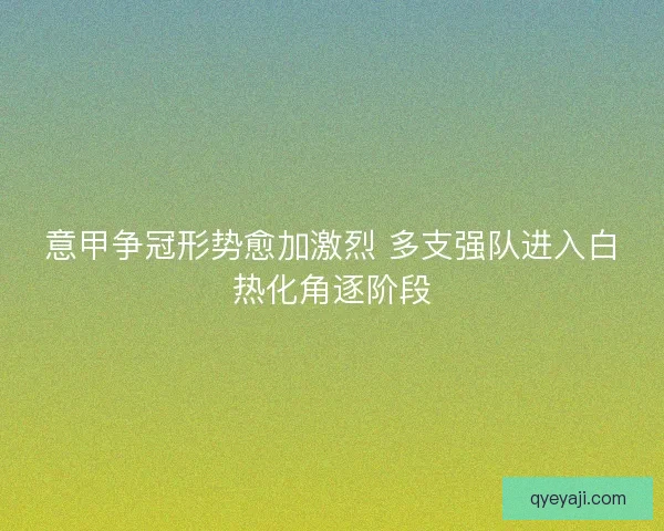 意甲争冠形势愈加激烈 多支强队进入白热化角逐阶段