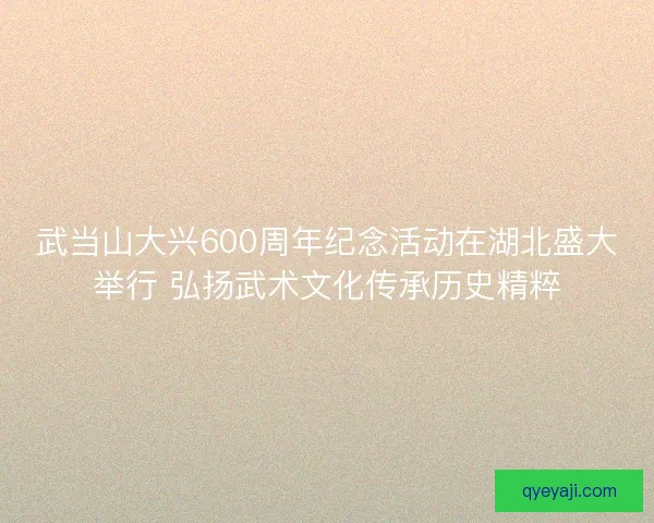 武当山大兴600周年纪念活动在湖北盛大举行 弘扬武术文化传承历史精粹