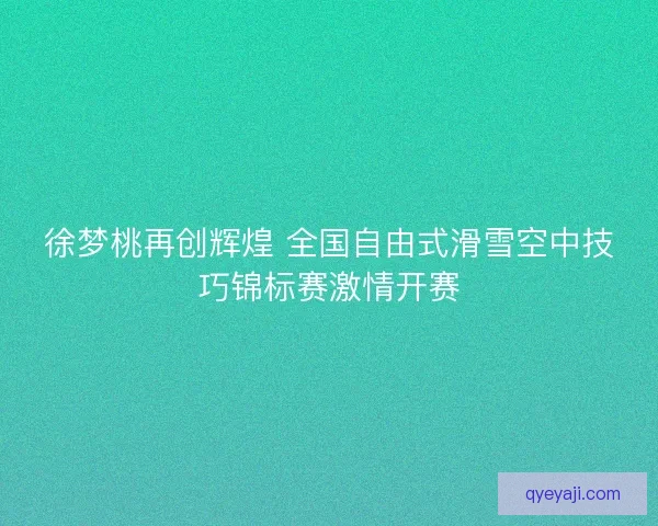 徐梦桃再创辉煌 全国自由式滑雪空中技巧锦标赛激情开赛
