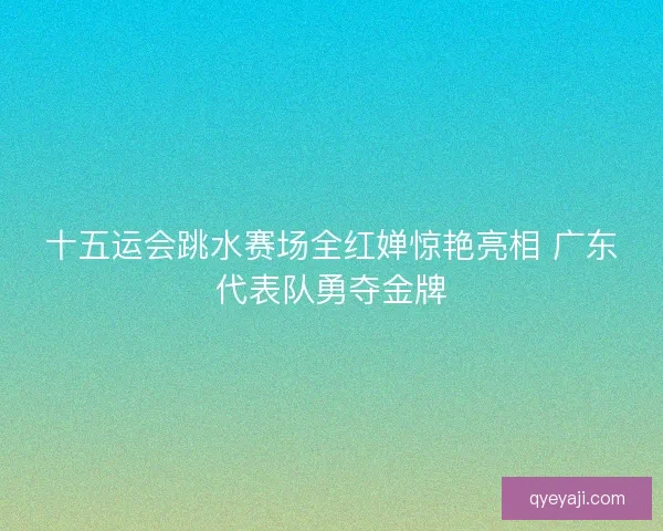 十五运会跳水赛场全红婵惊艳亮相 广东代表队勇夺金牌